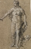 L’idée et la ligne, dessin français du musée de Grenoble (XVIe - XVIIIe siècles) : Louis Desplaces d'après Michel Anguier, Cérès éplorée, XVIIe siècle, Pierre noire et rehauts de craie blanche, mise au carreau à la pierre noire, 43 x 27 cm.