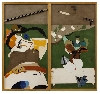 Eduardo Arroyo / Hervé Télémaque - Collages : Hervé Télémaque, Comme preuve n° 1, 1978, collage, 149 x 79 cm (x 2). Collection Maeght, Paris