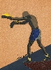 Eduardo Arroyo / Hervé Télémaque - Collages : Eduardo Arroyo, Panama, 1985, papier de verre, 75 x 55,5 cm. Collection particulière