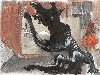Lydie Arickx - Avant les mots, les Langes de la Vie : Le Petit chaperon rouge 2011 Huile sur papier tibétain 37 x 50 cm
