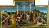 Tours 1500, capitale des arts : Jean Poyer (documenté entre 1465 et 1498 à Tours; mort avant Pâques 1504) Retable du Liget : Portement de Croix – Crucifixion – Mise au Tombeau. Daté de 1485 Huile sur bois (chêne). H. 143 (panneaux latéraux H. 110) ; L. 283 cm Classé monument historique 