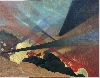 1917 : Félix Édouard Vallotton  Verdun. Tableau de guerre interprêté [sic] projections colorées noires bleues et rouges terrains dévastés, nuées de gaz, 1917 Huile sur toile, 114 x 146 cm  Paris, Musée de l’Armée © Paris - Musée de l'Armée, Dist. RMN / Pascal Se