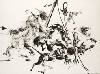 Velickovic-Dado Dessins des années 60 aux années 80 : Vladimir Velickovic, Cri Fig. V, encre sur papier, 1982