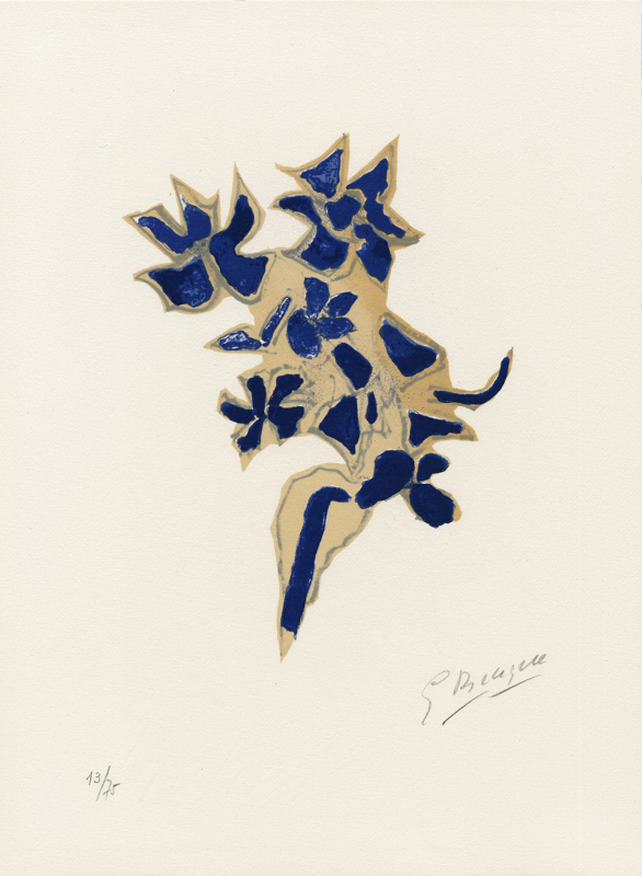 Georges Braque, Jacques Bosser. Pour un art poétique : Georges Braque. Giroflée Bleue. 1963, lithographie en couleurs, 38 × 28 cm, Tirage à 101 ex, Cat Raisonné Vallier