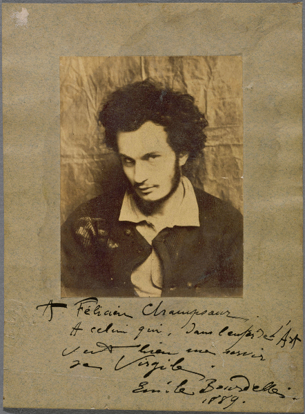 Bourdelle, dessins de jeunesse - Le Broyeur de sombre : -Autoportrait, 1889, épreuve photographique sur papier albuminé, 10 x 7,5 cm, © Musée Bourdelle / Roger-Viollet