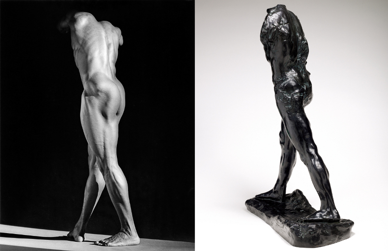 Mapplethorpe/Rodin : Robert Mapplethorpe, Michael Reed, 1987.  Auguste Rodin, L’Homme qui marche, bronze, 1907, 