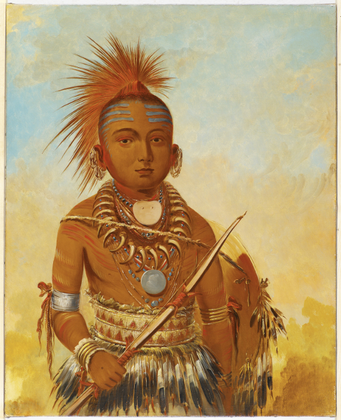 Peinture des lointains : George Catlin, Portrait de Wa-ta-we-buck-a-nak, vers 1846, Peinture à l'huile 81 x 65 x 2,5 cm