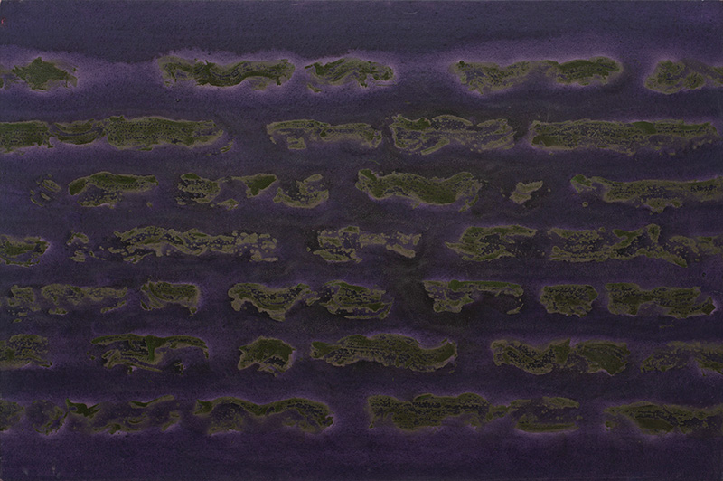 Judit Reigl, Panta rhei : Judit Reigl, Déroulement, 1979, Technique mixte sur toile, 130 x 195,5 Courtesy Galerie Dina Vierny © Jean-Louis Losi