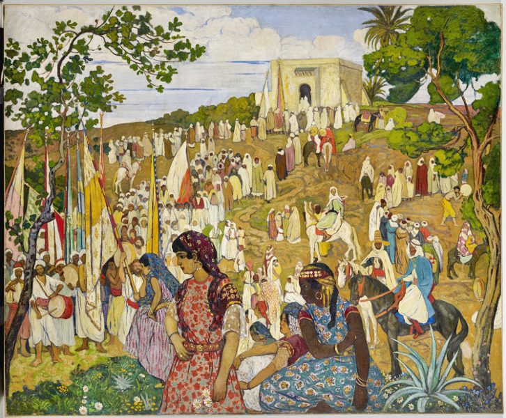 Peinture des lointains : André Suréda, La Fête arabe dans la campagne de Tlemcen, Huile sur toile, 190 x 230 cm 