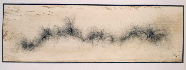 Fred Deux – Le Dessin à corps perdu : Sans titre, 1961 Encre de Chine et crayon aquarelle sur papier ciré 15 x 47 cm Achat avec l’aide du FRAM, 1990. ©Photographe P. Trawinski