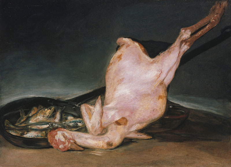 La beauté et la mort : Francisco José Goya y Lucientes, Le Dindon plumé, 1808/12, huile sur toile, 44,8 x 62,4 cm © Bayerische Staatsgemäldesammlungen, Munich / bpk