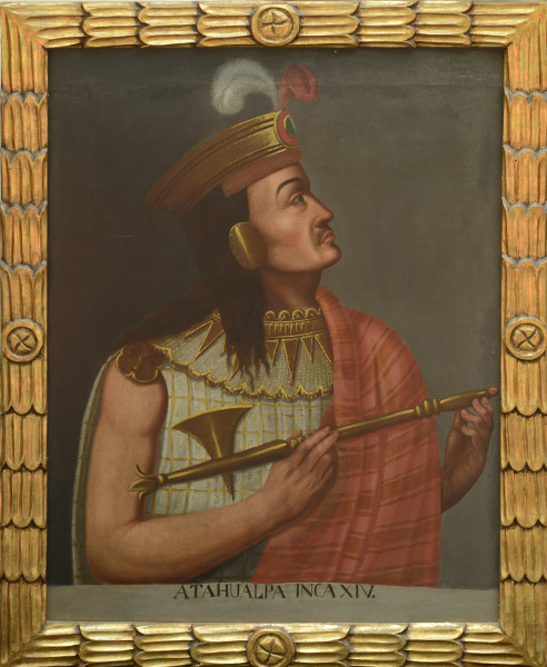 L’Inca et le Conquistador : Anonyme. Portrait d'Atahualpa, Inca XIV. XIXe siècle, Huile sur toile, 102 x 81 cm. © Museo Nacional de Arqueologia, Antropologia e Historia del Peru, Lima