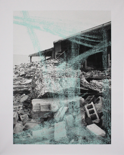 John Beech. Object in Place. : Photo-Print (Metropolitan Avenue, Brooklyn), 2016 191 x 153 cm Sérigraphie à l’acrylique, tirage sur toile.