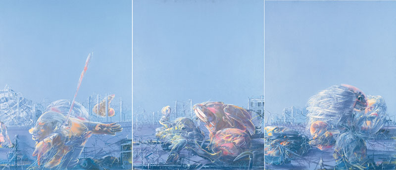 Miodrag Djuric, Dado, autour de trois grands triptyques : Dado, Bowery, 1975, triptyque, © JL. LOSI, 2011, Galerie Jeanne-Bucher