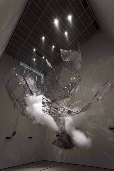 Lee Bul : Aubade III : Lee Bul  Aubade ? 2014 Aluminum structure, polycarbonate sheet, metalized film, LED lighting, electronic wiring, stainless-steel and fog machine, dimensions variable Photo: Jeon Byung-cheol Courtesy: National Museum of Modern and Contemporary Art, Korea