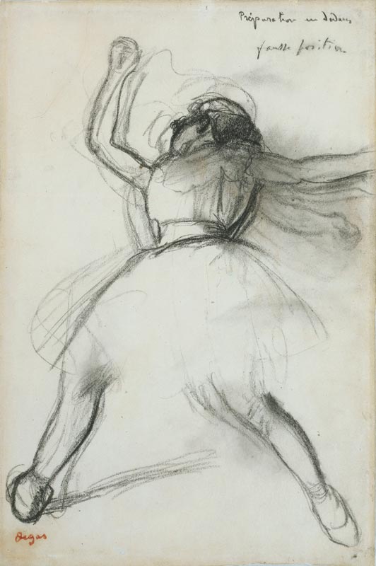 Degas et le ballet : peindre le mouvement : Edgar Degas, Danseuses (Preparation en dedans), v. 1880-85 Fusain avec estompe sur papier chamois, 336 x 227 mm Trinity House, London and New York 