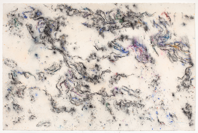 Sur le motif :  Jean-Jacques Dournon, Sans titre, 2012, acrylique, pastel sec et fusain sur papier, 102 x 153 cm © Photo Stéphane Cuisset