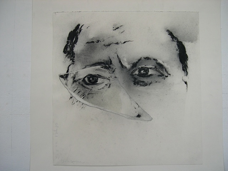 Jean-Jacques Dournon : Tes yeux : Jean-Jacques Dournon. Tes yeux. 2002, fusain sur papier et collage 35 x38 cm. Collection particulière, Paris