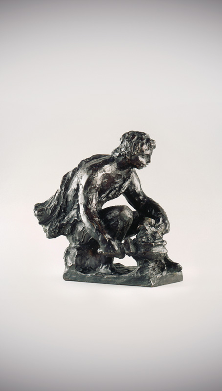 Guino - Renoir, la couleur de la sculpture : Pierre-Auguste Renoir et Richard Guino. Feu ou Petit forgeron. 1916, bronze patiné, 32,5 x 21 x 32,3 cm. Musée d’Orsay, Paris. 