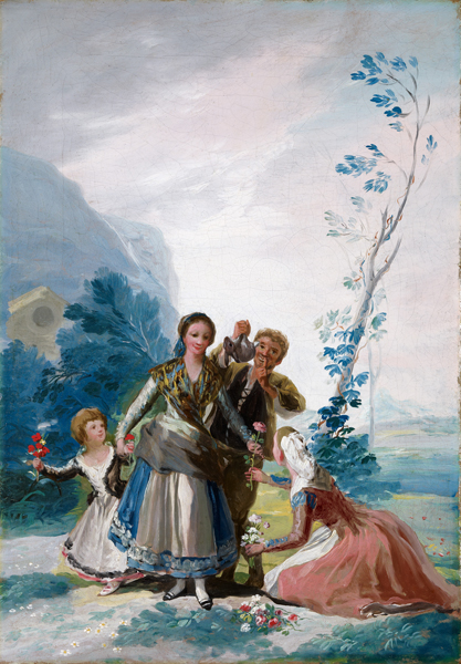 Goya : Francisco de Goya Les vendeurs de fleurs ou le printemps (Esquisse pour un dessin de tapisserie) Las loreras o La Primavera (boceto), 1786 Huile sur toile, 34,2 x 23,9 cm Collection privée, Madrid, Courtesy of Galería Caylus