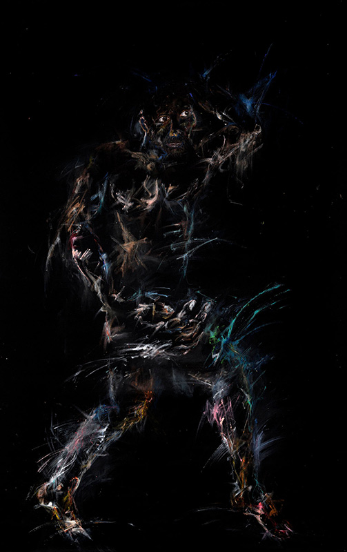 Gastineau Massamba. Makuku mâ tàtû : Resilience n°1, Serie Body, 2020, huile, acrylique et pastels à huile sur toile, 210 X 125 cm.