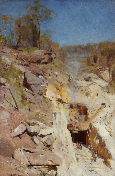 Australia : Arthur Streeton, 'Fire's On', 1891, Oil on canvas, 183.8 x 122.5 cm, Art Gallery of New South Wales