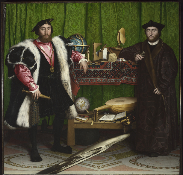 Strange Beauty : Hans Holbein the Younger (1497/8   1543) Jean de Dinteville and Georges de Selve ('The Ambassadors'), 1533 Oil on oak The National Gallery, London © The National Gallery, London