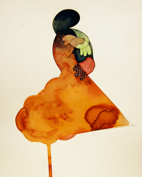 Intense proximité – Triennale 2012 : Marcia Kure You Know Who #1, 2011 Aquarelle, pigment de noix de kola, crayon et tempera sur papier 27.94 x 38.1 cm 