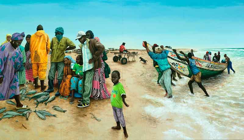 Julien Beneyton - Je représente : Mauritania, La petite peche - acrylique sur bois - 230 x 400 cm - 2010