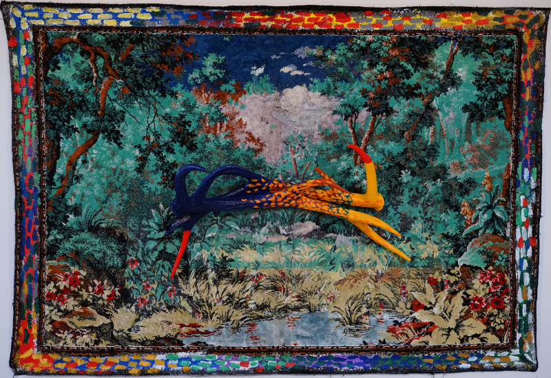 Joël Desbouiges, Voramar : Mirage, 2015 Acrylique sur tapis 110 X 164 cm Collection de l'artiste © Tous droits réservés