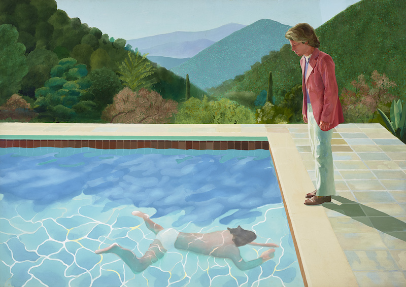 David Hockney : Portrait of an Artist (Pool with Two Figures) 1972 Acrylic paint on canvas 2140 x 3048 mm Lewis Collection © David Hockney Photo Credit: Art Gallery of New South Wales / Jenni Carter