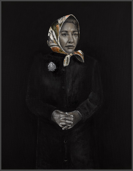 Khaled Takreti. Les Femmes et la Guerre : Khaled Takreti. Les femmes et la Guerre 10. 2016, acrylique sur toile, 146 x 114 cm. Courtesy de l'artiste et galerie Claude Lemand, Paris.