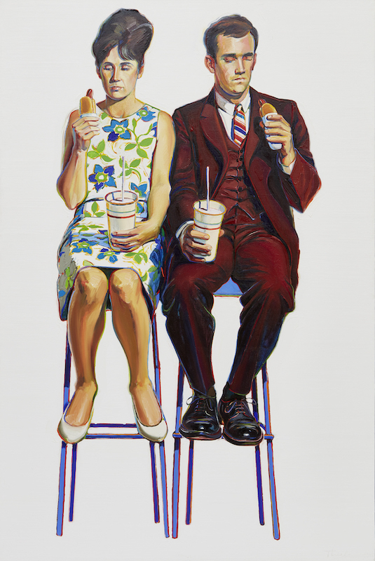 Wayne Thiebaud. : Wayne Thiebaud, Eating Figures (Quick Snack), 1963  Huile sur toile, 181,6 x 120,7 cm?Collection privée, Courtesy Acquavella Galleries ?©Wayne Thiebaud Foundation/2022, ProLitteris, Zurich 