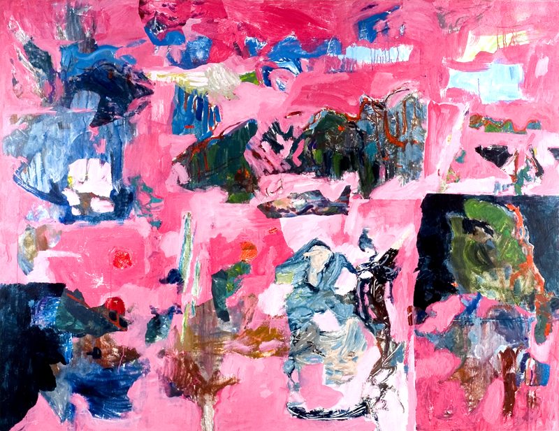 Paysage(s) : Michaele-Andréa Schatt. Paysage en ose II. 2008, technique mixte sur toile, 185 X 240 cm. Courtesy galerie Isabelle Gounod.© Michaele-Andréa Schatt