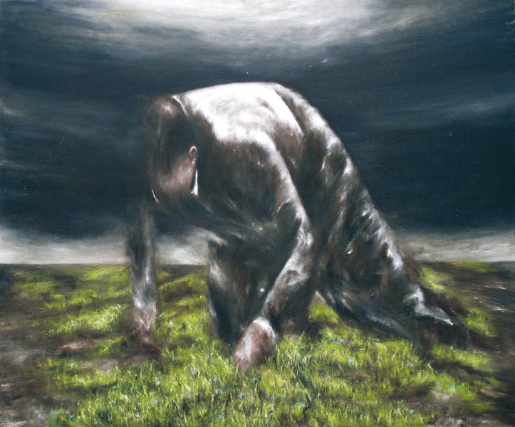 Frantz Metzger, peintures : « Albatros », huile sur toile, 160 x 180, 2013, photo d'atelier