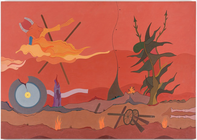 Jorge Camacho – Torgia – Alain Gruger. Les Liaisons surréalistes : Jorge Camacho La Guerre 1992, huile sur bois, 60 x 85 cm.