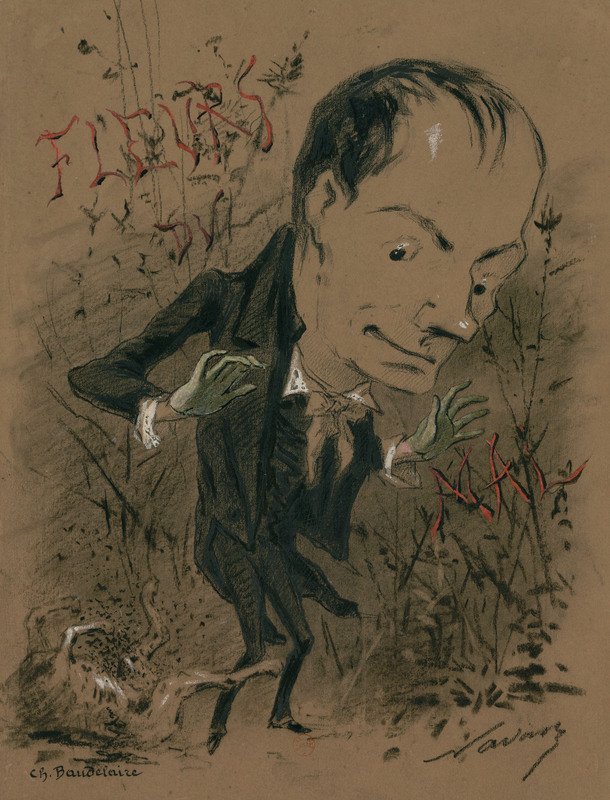 Baudelaire, la modernité mélancolique : Charles Baudelaire, Fleurs du Mal, Dessin de Nadar, 1859, Réserve des livres rares, BnF, © BnF
