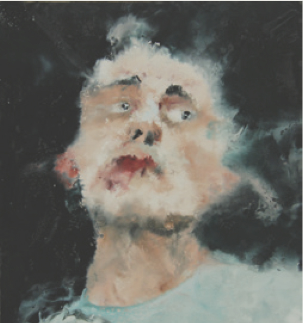 Philippe Cognée : Philippe Cognee Autoportrait 2014 encaustique sur toile, 50x40 cm
