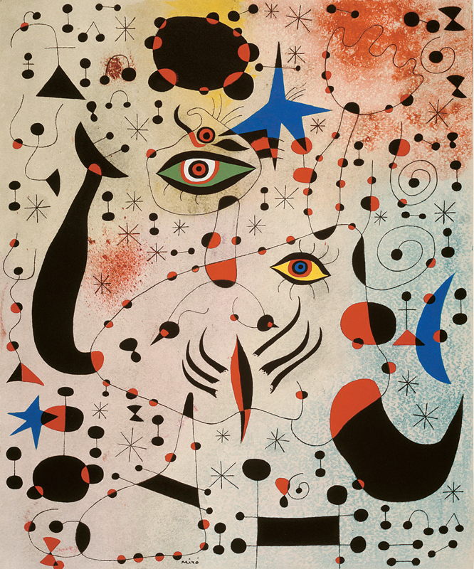 Joan Miró, peintre poète : Joan Miró, André Breton, Constellations, 1959, lithographie. © Successió Miró 2011/SABAM Belgium 2011