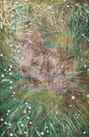 Fleurs ! 10 artistes contemporains défient le cliché : Patrick CHAMBON, Fleurs des champs, pastel à l'huile, 120 x 80 cm
