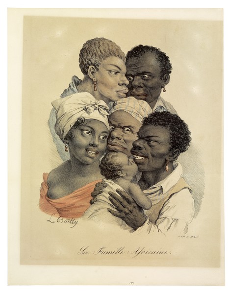 Exhibitions, l’invention du sauvage : Julien Léopold Boilly. La Famille africaine. 1809, estampe, papier, 53 x 36 cm.