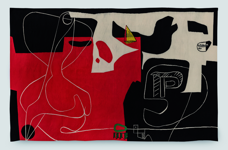 Le Corbusier, Fernand Léger, Joan Miró, ... Tapisserie 1940-1970 : Le Corbusier, Les dés sont jetés, 349 cm x 220 cm, Modèle : 1959, Tissage : Manufacture Pinton, Felletin, 1960, (Cité de la tapisserie) © FLC/ADAGP