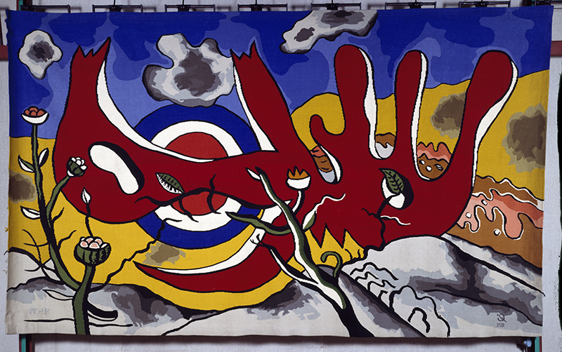 Le Corbusier, Fernand Léger, Joan Miró, ... Tapisserie 1940-1970 : Fernand Léger, Ciel de France , 498 x 296 cm, Modèle 1968, Tissage : Manufacture des Gobelins, 1970. (Mobilier national)