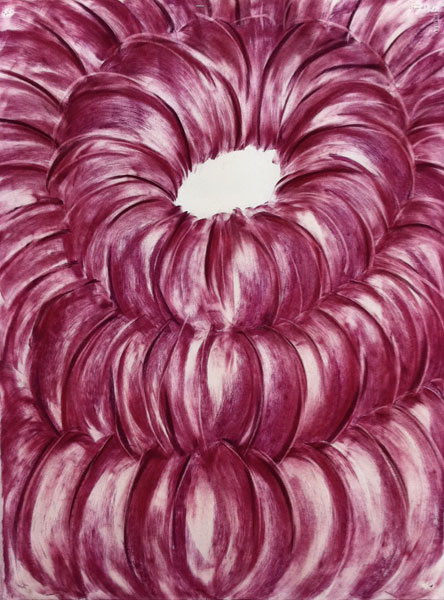 Mâkhi Xenakis - Chœurs : 2011, pastel rose sur papier aquarelle, 50 x 60 cm. 