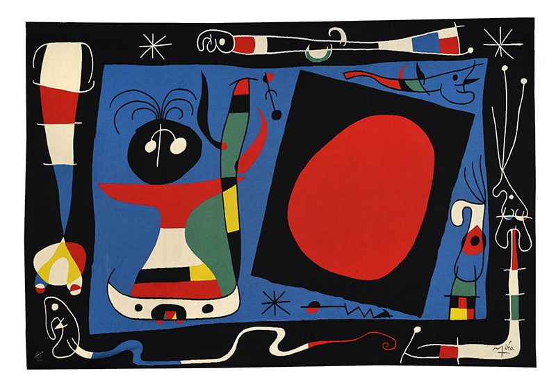 Le Corbusier, Fernand Léger, Joan Miró, ... Tapisserie 1940-1970 : Joan Miró, Composition n°1 ou Femme au miroir, 406 x 355 cm, Modèle : 1956, Tissage : Manufacture des Gobelins, 1966. (Mobilier national), © Isabelle Bideau