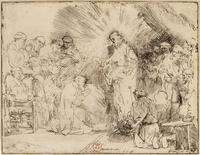 Rembrandt et la figure du Christ : Le Christ apparaissant aux apôtres, 1656, eau-forte, Paris, Bibliothèque Nationale, Inv. W.B. 89 © Bnf