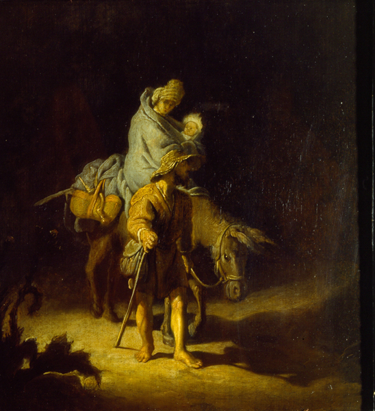 Rembrandt intime : Rembrandt (1606-1669) La Fuite en Égypte - Vers 1627 - Huile sur bois - 26,4 x 24,2 cm Tours, Musée des Beaux-Arts © musée des Beaux-Arts de Tours