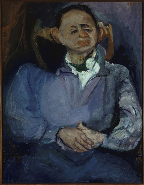 Modigliani et l'école de Paris : Chaïm Soutine. Portrait du sculpteur Oscar Mietschaninoff. 1923-1924, huile sur toile, 83 x 65 cm. Centre Georges Pompidou, Musée national d’art moderne