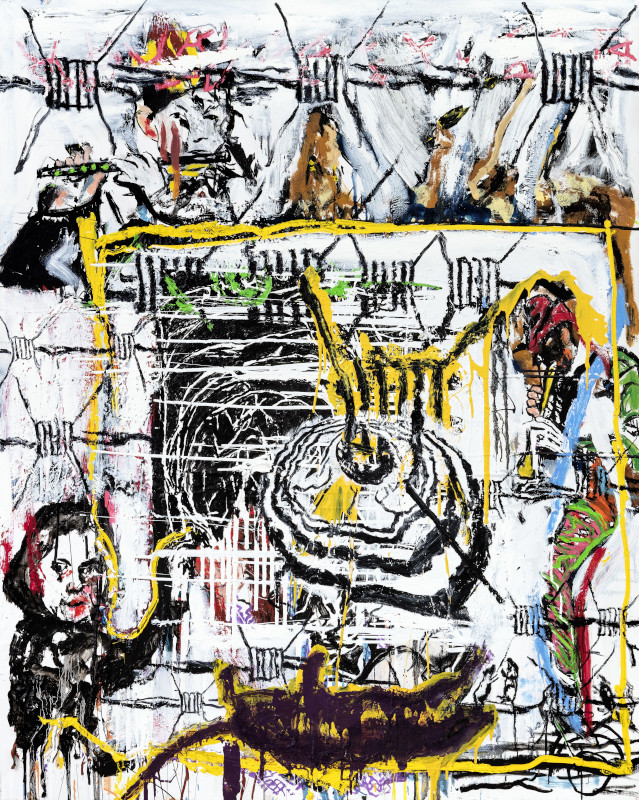 « ORSTEN GROOM – VOLCAN DU COMA » : SPIACKA GXXI - 2023 Huile et glycéro sur toile 162 × 130 cm Atelier de l'artiste, Montreuil © photo Tanguy Beurdeley