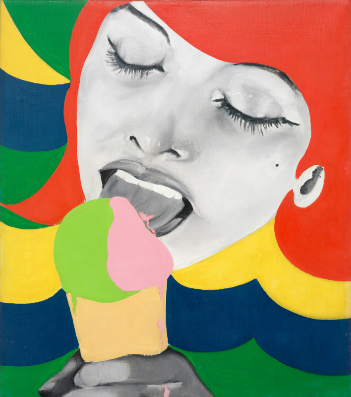 She-Bam Pow Pop Wizz ! Les Amazones du pop : Évelyne Axell Ice Cream 1, 1964 Huile sur toile 80 x 70 cm Collection privée Courtesy Bounameaux Art Expertise, Bruxelles © ADAGP, Paris 2020. Tous droits réservés
